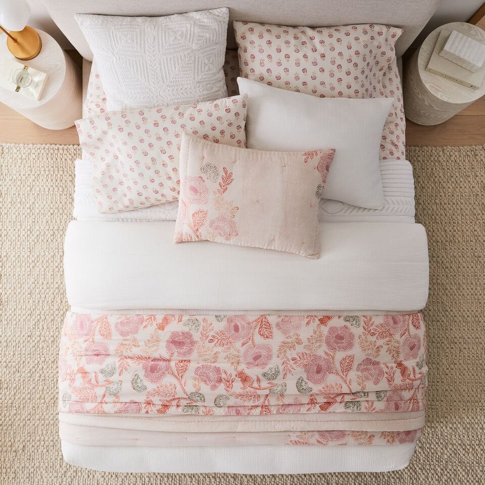 Floral Block Print Coverlet & Pillowcases West Elm Australia